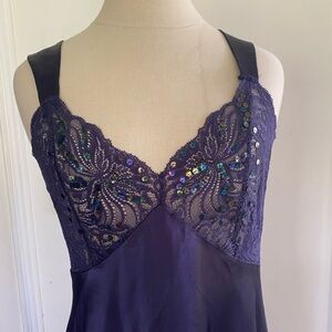 Victoria's Secret Purple Sequin Lace Chemise slip dress size medium